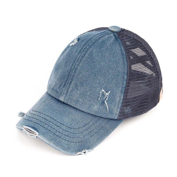 Kid Washed Denim Pony Cap