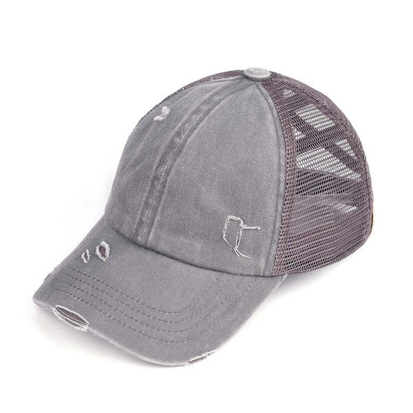 Kid Washed Denim Pony Cap