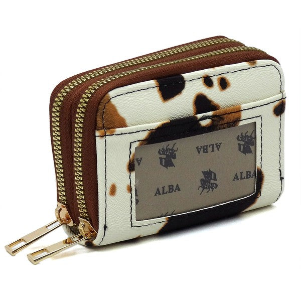 Saffiano Accordion Card Holder Double Zip Wallet