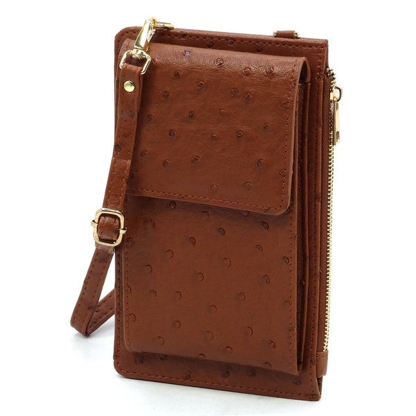 Ostrich Crossbody Cell Phone Purse