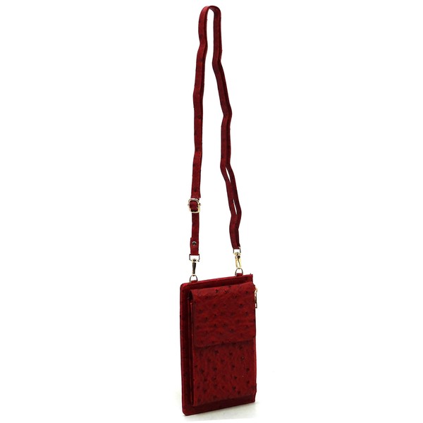 Ostrich Crossbody Cell Phone Purse