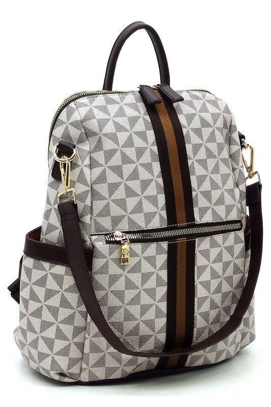 PM Monogram Striped Convertible Backpack