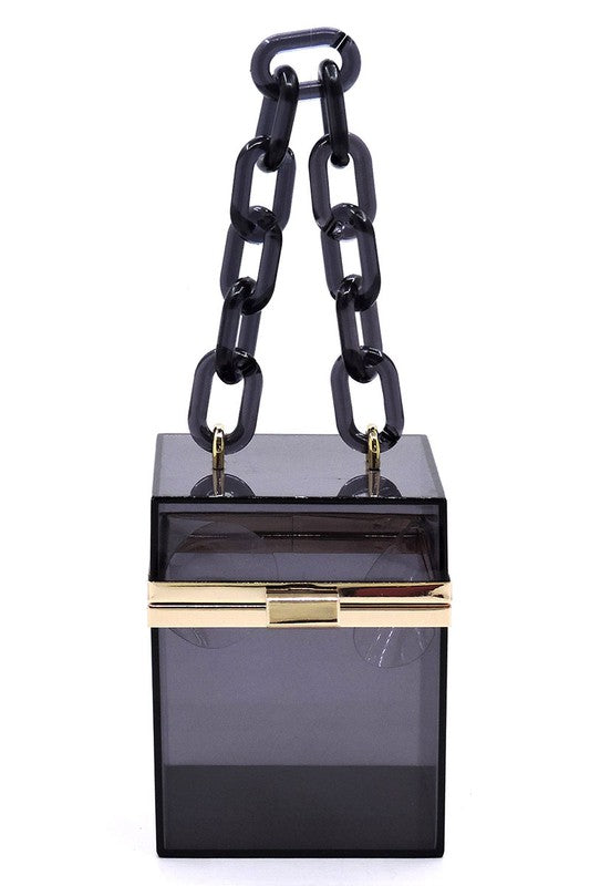 Acrylic Chain Handle See Thru Crossbody Clutch