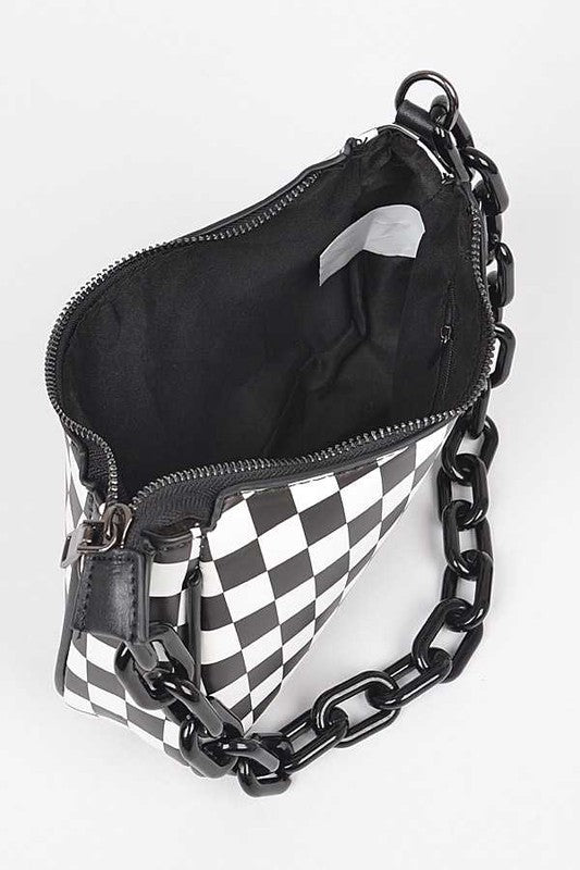 Checker Printed Convertible Shoulder Swing Bag