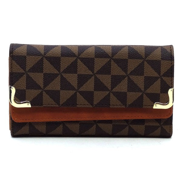 Monogram Tri-fold Clutch Wallet Cell Phone Wallet