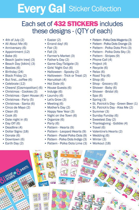 Every Gal Planner Sticker Set 432-Count Assorted