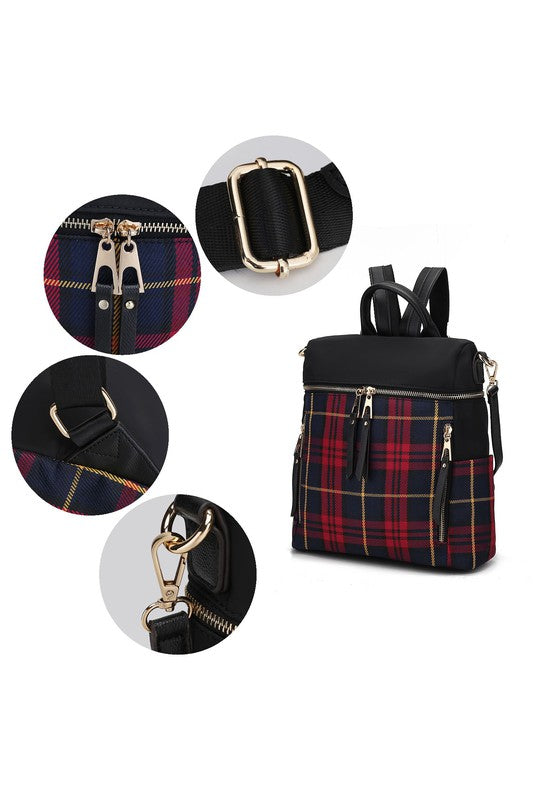 MKF Collection Nishi Plaid Backpack By Mia K