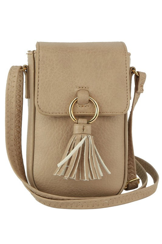 Tassel Ring Flap Cell Phone Crossbody Bag Wallet