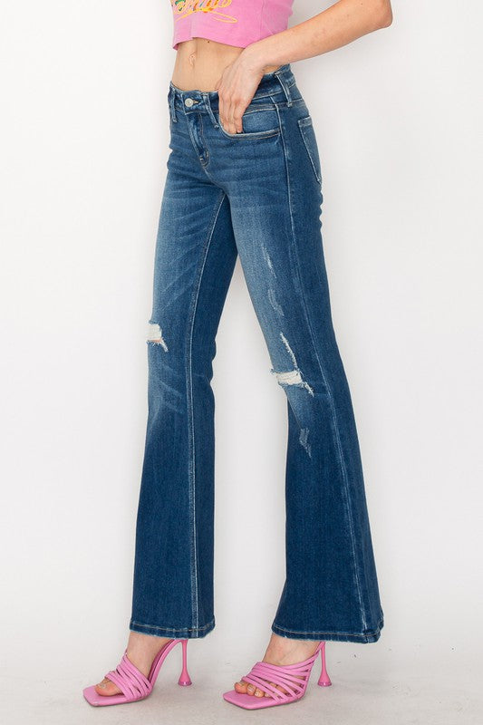 LOW RISE STRETCH VINTAGE FLARE JEANS