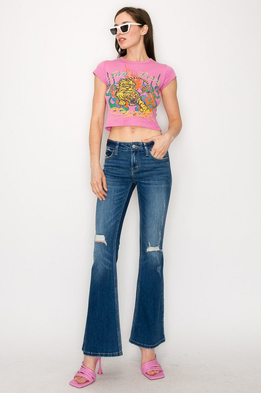 LOW RISE STRETCH VINTAGE FLARE JEANS