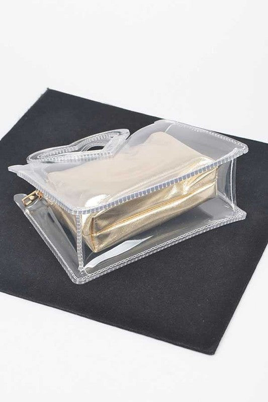 Heart Shape Handle  2 In 1 Stadium Transparent Bag